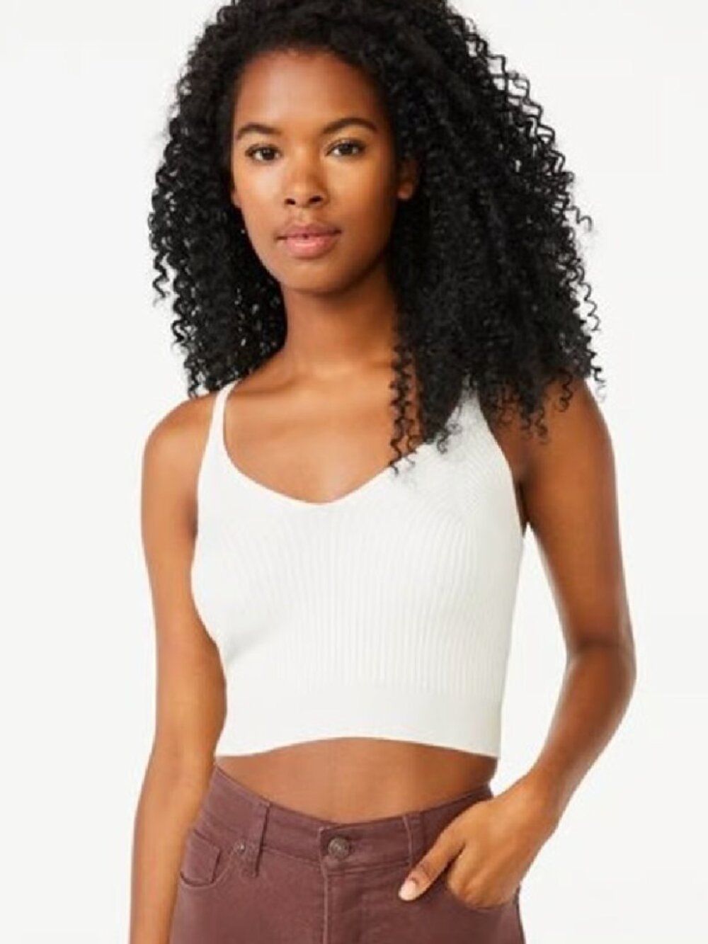 Scoop Women's Ribbed Bralette Sweater - M